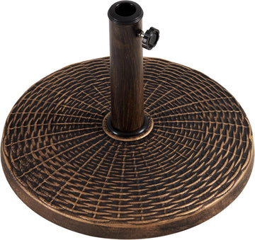22 lbs Heavy Duty Outdoor Umbrella Base 18" Round Patio All-Weather Umbrella Stand Market Umbrella Base Bronze