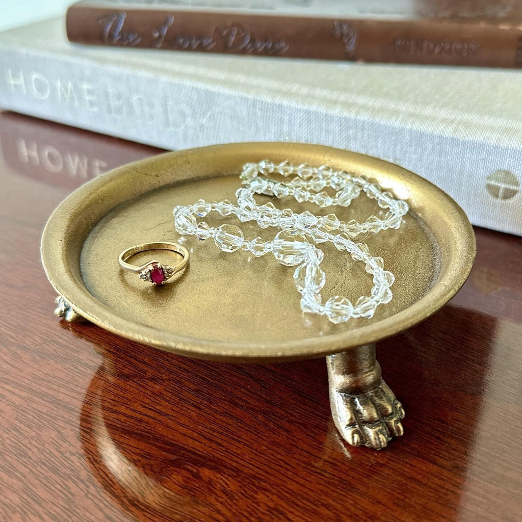 100% Solid Brass Clawfoot Candle Dish - Pedestal Dish - Candle Holder - Jewelry Holder - Perfect for Wax Candles