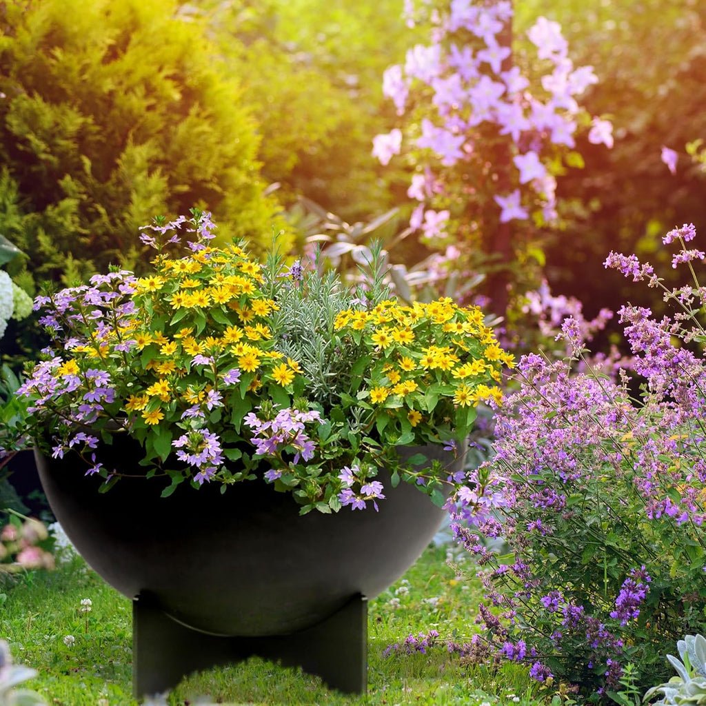 36" Massive Outdoor Solerno Garden Planter, Made from 100% Recycled Material, Weather-Resistant, Black - Durable