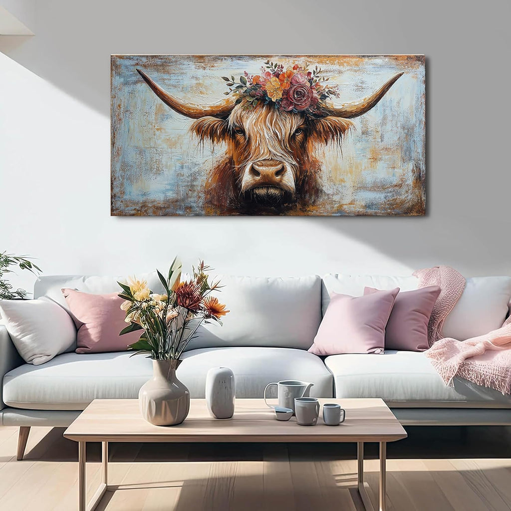 Canvas Wall Art Decor Wall Art Picutures Artwork for Wall Decor Highland Cow Wall Art Prints Vintage Wall Art