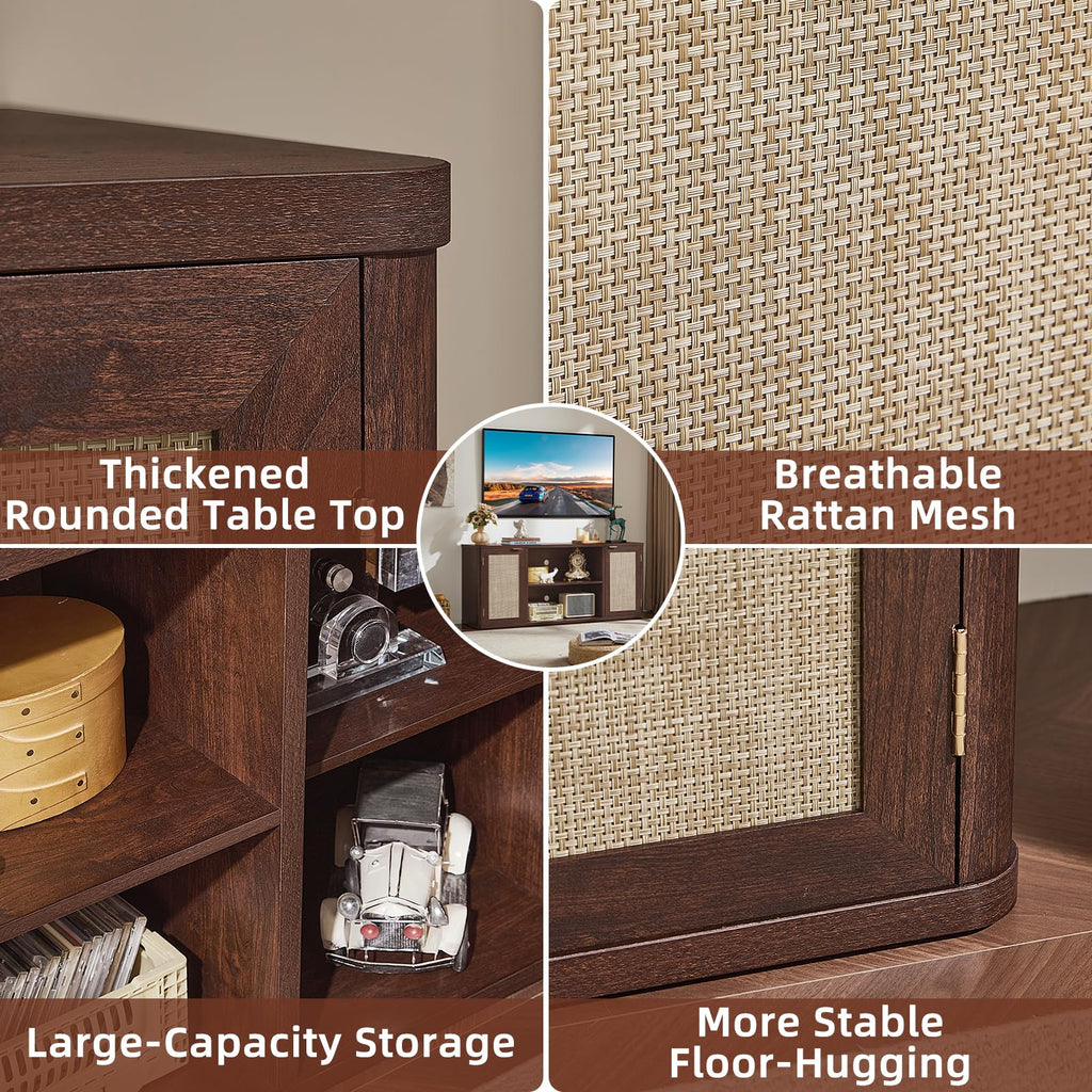 Rattan TV Stands, Walnut