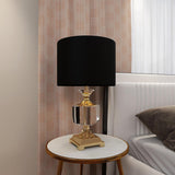 Deco 79 Crystal Room Table Lamp Accent Lamp with Gold Accents, Lamp 14" x 14" x 24", Black