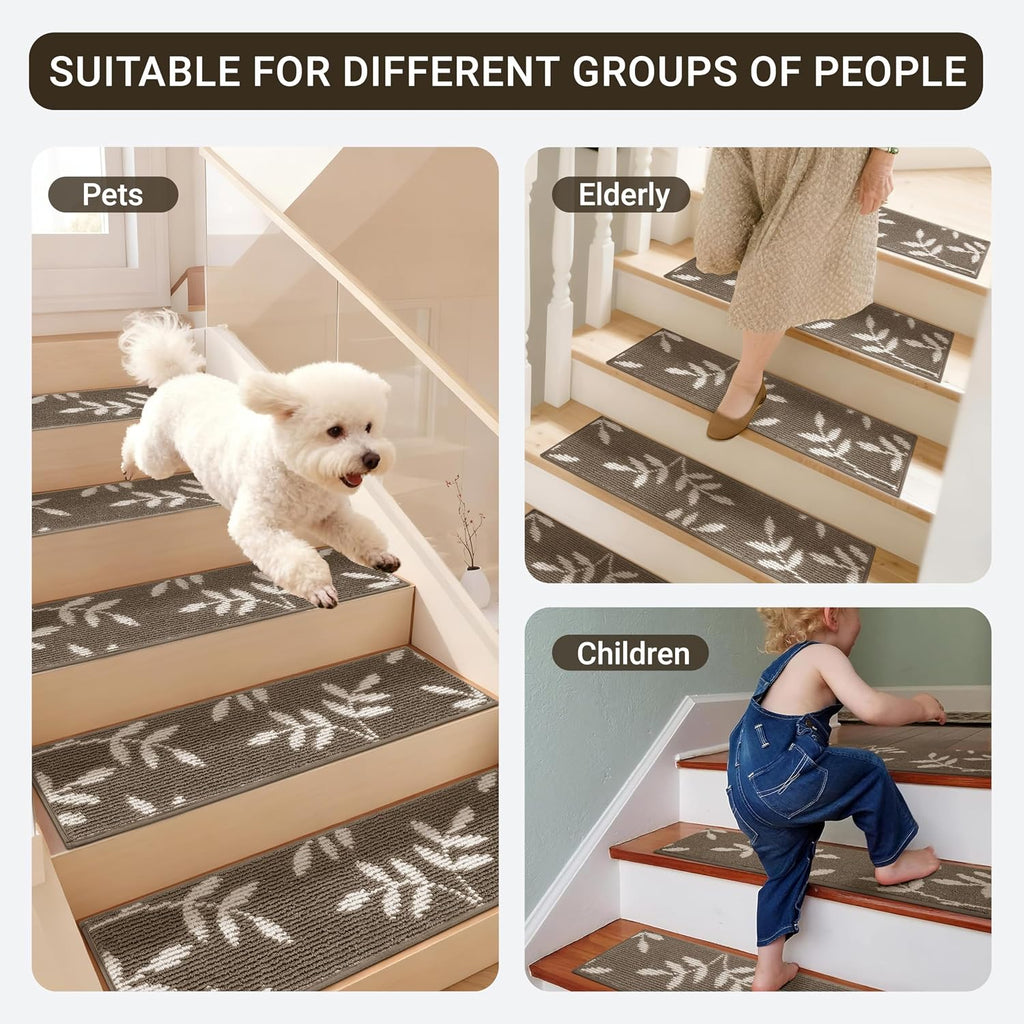 Carpet Stair Treads, Non-Slip Stair Treads for Wooden Steps Indoor | Stair Runner for Pets, Non Skid Staircase Step