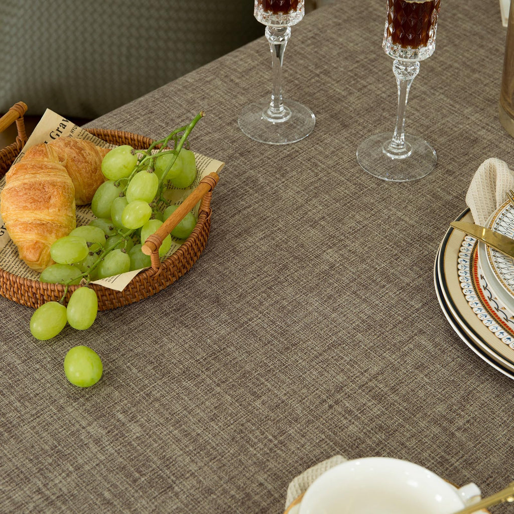 Solid Bordered Retro Tablecloths Classic Textured Table Clothes Linen Style Rustic Washable Tablecloth