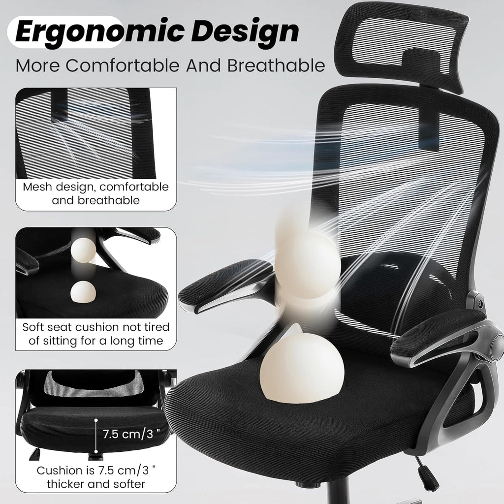 Ergonomic, 400 LBS Computer Chairs with Adjustable Lumbar Support, Breathable Mesh Desk Chair Ergonomic with