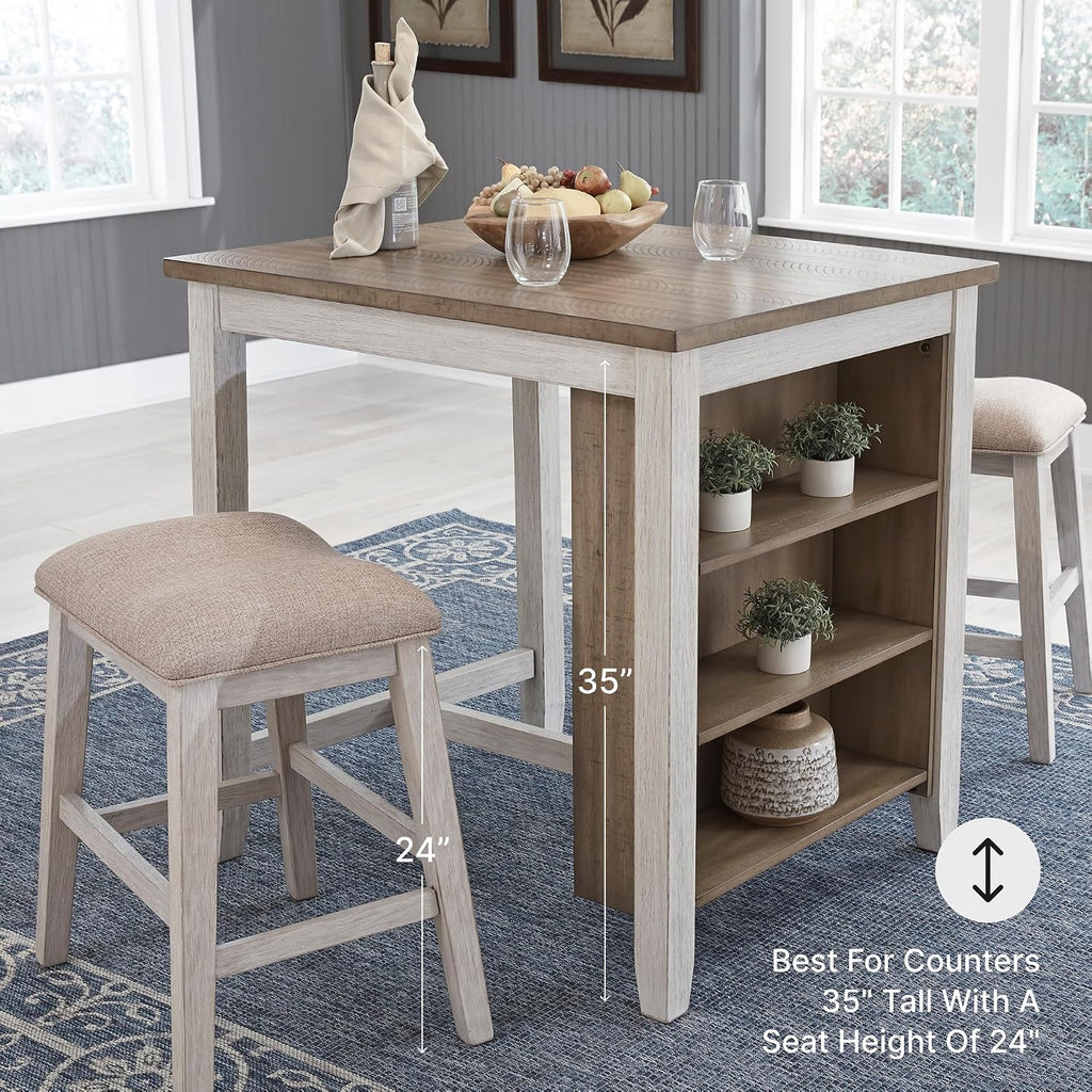 Skempton Modern 24" Counter Height Upholstered Barstool, 2 Count, Grayish White