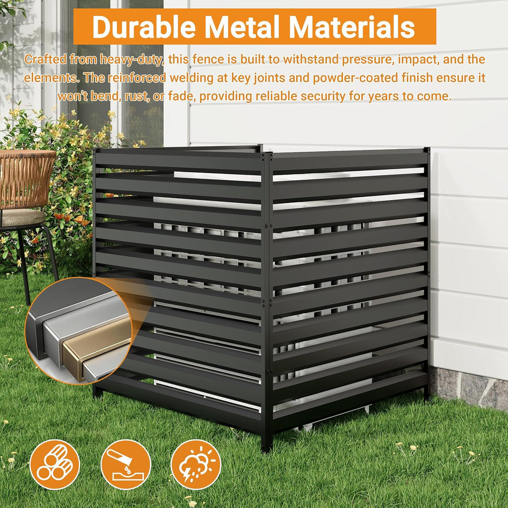 42" H x 38" W Metal Air Conditioner Fence, No Dig Outdoor Privacy Screen, Trash Can Hider, Pool Equipment Enclosure