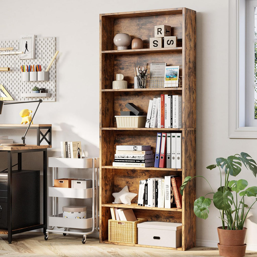 Industrial Bookshelves and Bookcases Floor Standing 6 Shelf Display Storage Shelves 70 in Tall Bookcase Home Decor