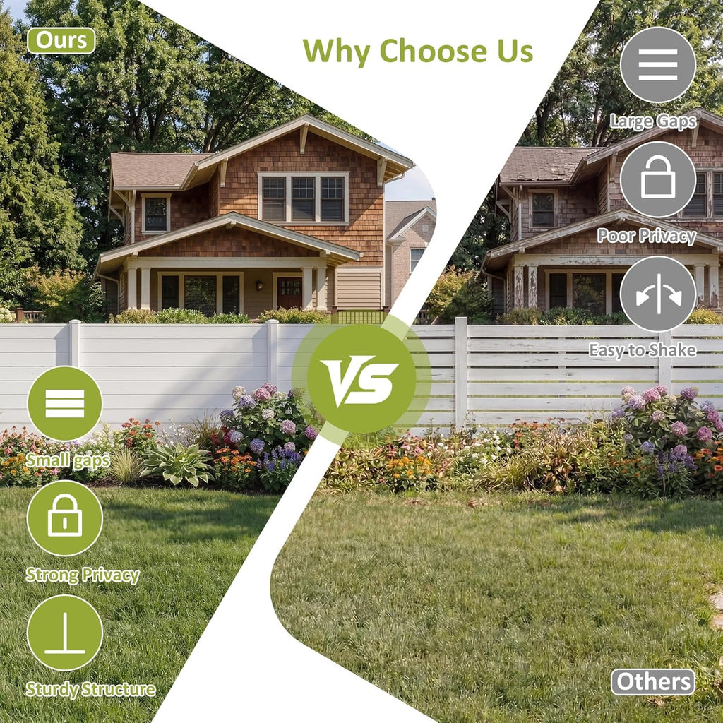 Privacy Fence Panels, 48''W x 45.4''H PVC Air Conditioner Fence with 2 Panels, Fixed Nail & Hammer, Decorative Fences
