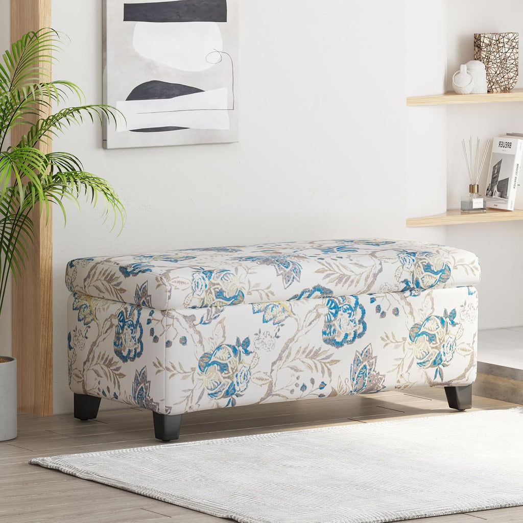 Nesbit Living Room Ottoman with Storage, Entryway Fabric Upholstered Storage Ottoman Bench, Rectangular Sofa Foot