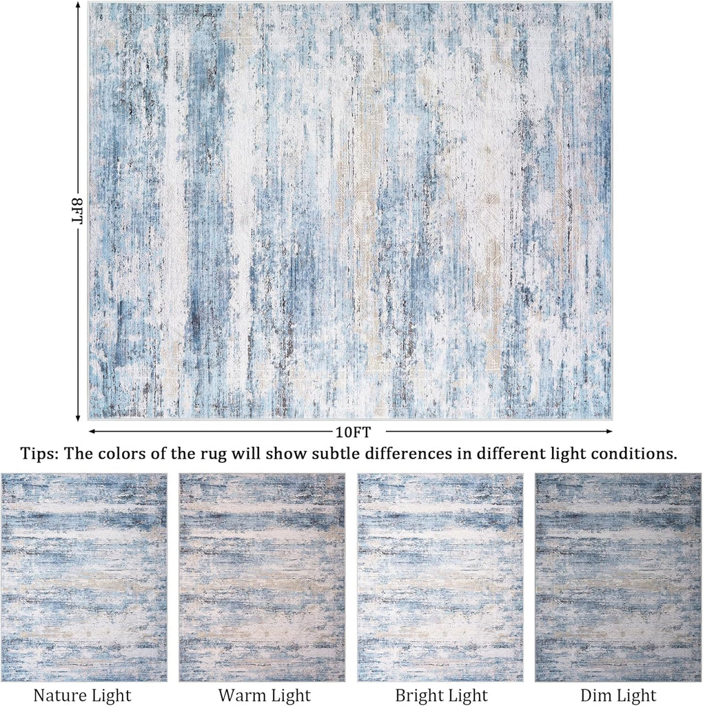 Area Rug Living Room Rugs - Washable Rug Large Modern Abstract Soft Thin Carpets Indoor Floor No Slip Vintage