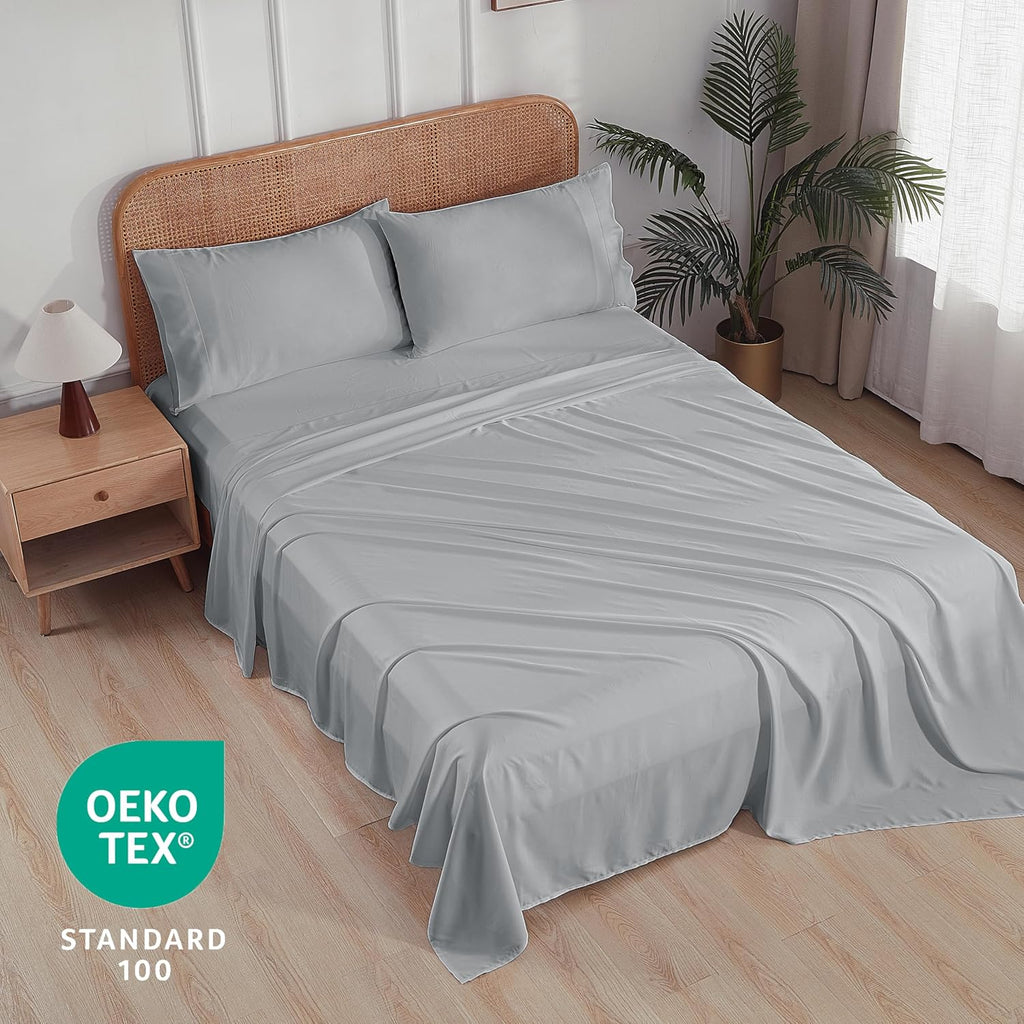 100% Bamboo Viscose Sheet Set, 400 Thread Count, Cooling Sheets for Hot Sleepers, 16" Deep Pocket, Ultra Soft