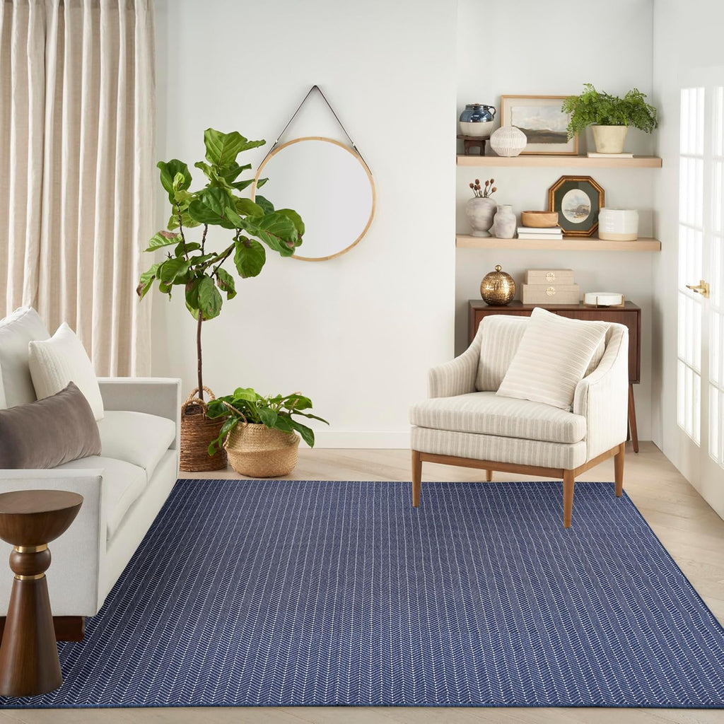Home Horizon Indoor/Outdoor Navy 8' x 10' Area Rug - Easy Clean, Non Shedding, Bed Room, Living Room, Dining Room