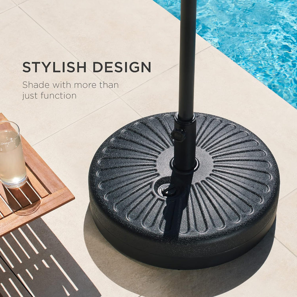 Fillable Umbrella Base Stand Round Sunburst Plastic Patio Umbrella Base Stand, Pole Holder w/ 55lbs Weight Capacity