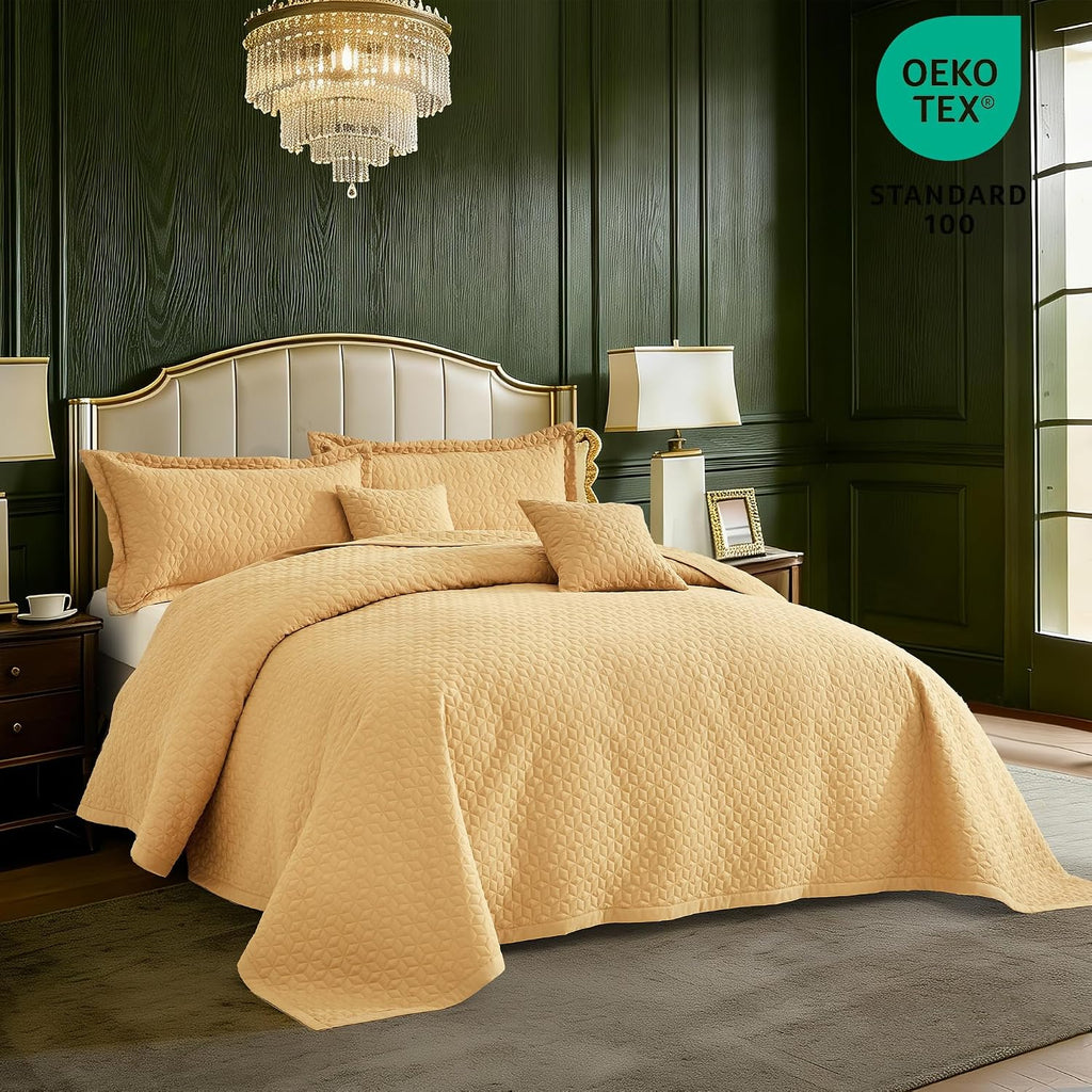 Oversized King Bedspread 128x120 Extra Wide, Diamond Geometric Quilt Set King/Cal King, Lightweight Reversible
