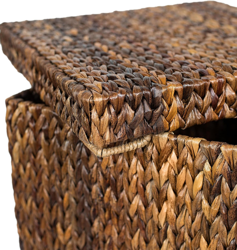 Woven Storage Cube - Abaca Seagrass Decorative Ottoman - Living Room Side Table - Store Blankets Pillows Magazines