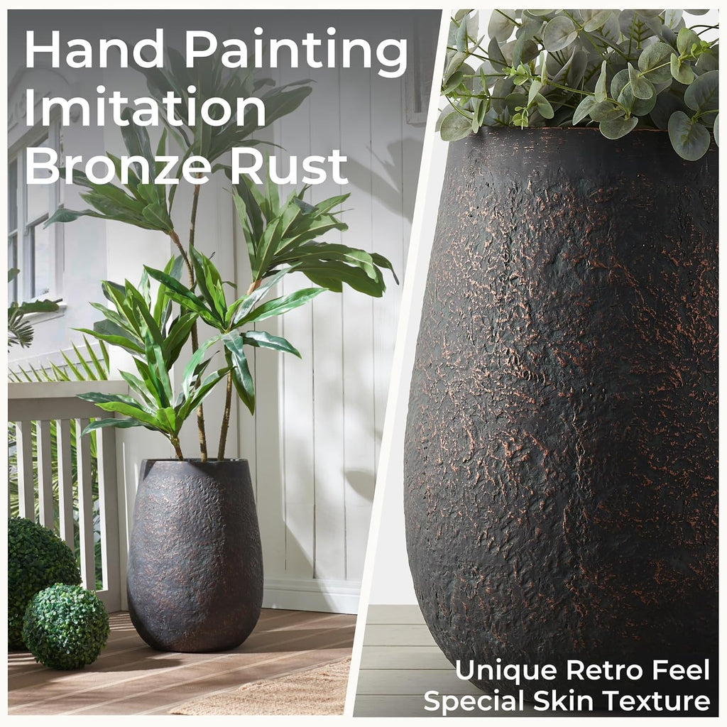 19.7" Heavy-Duty Concrete Planter with Drainage Hole for Outdoor Indoor | Handcrafted, Large Decorative Flower Pot