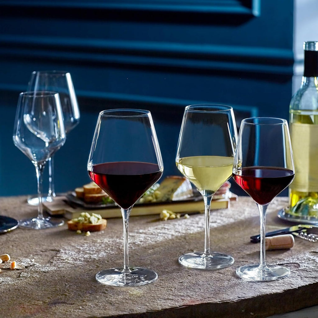 Signature Red Wine Glasses Set of 4, Seamless 24 Oz Wine Glasses for Cabernet, Merlot, and More, Stemmed Wine Glasses