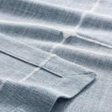 Grid Embroidered Hemmed Tablecloths, Blue 60x120 Inch, Farmhouse Style Heavy Weight Cotton Linen Dus