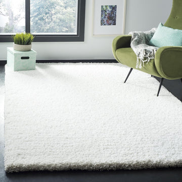 Ultimate Shag Collection Accent Rug, Ivory, Handmade Solid, 1.6-inch Thick Ideal for High Traffic Areas