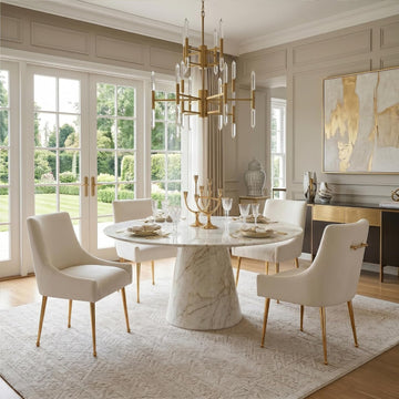 Dining Chairs Set of 4, Modern Velvet Dining Chairs with Gold Metal Legs, Upholstered High Back Kitchen Chairs with