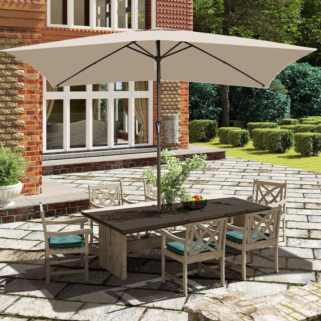 6.5 Rectangular Patio Umbrella rectangle Outdoor Table Umbrella Beige
