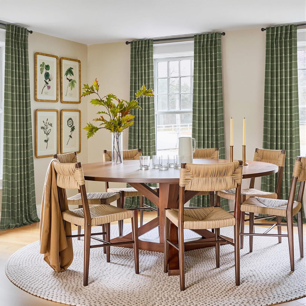 Olive Green Farmhouse Gingham Tiers Kitchen 100% Blackout Curtains, Buffalo Plaid Check Half Window