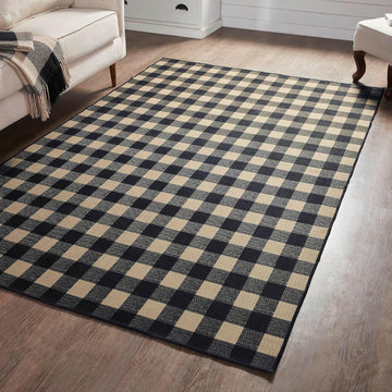Black Check Indoor Rug Rect 60x96, Polyester Area Rug, Accent Rug, Floor Decor, Black Check Collection, Rectangle