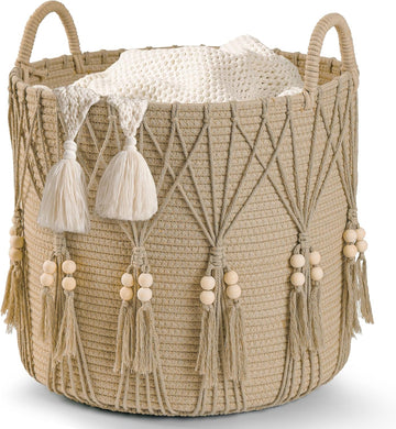 Blanket Basket Decor Storage Basket for Toy Organizer Boho Decor Baskets for Modern Farmhouse Decor Small Laundry