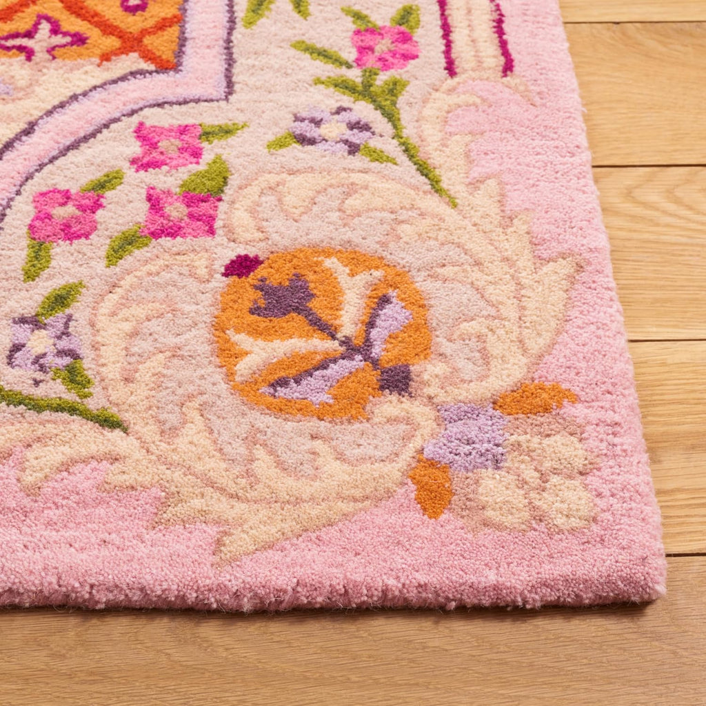 Bellagio Area Rug - 9' x 12', Blue & Pink, Handmade Medallion Wool