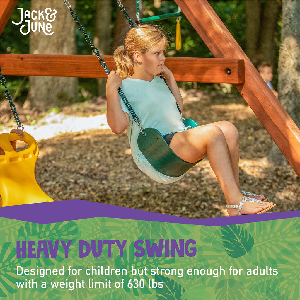 & June Green Belt Playset Swing with 80" Chains Made for 5' and 6' Deck Height