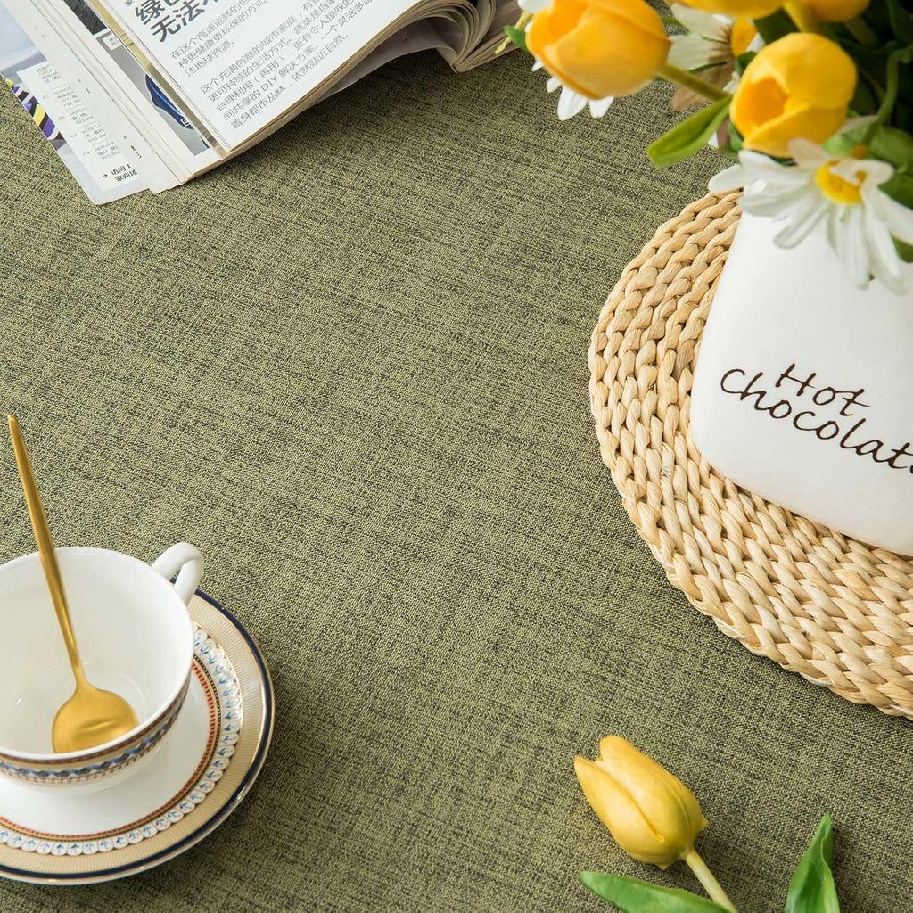 Textured Table Clothes Linen Style Rustic Washable Tablecloth Jacquard Trim Rectangle Table Cloth,Ob