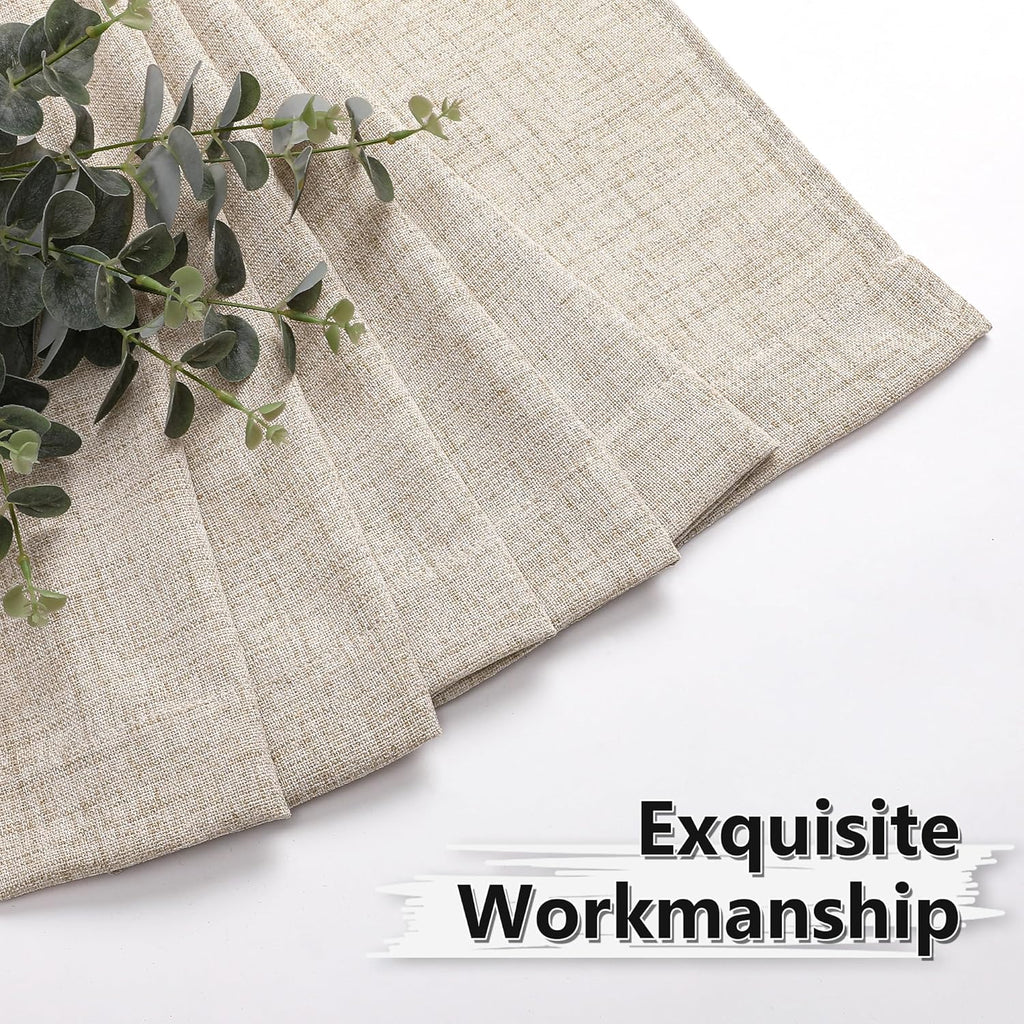 Short Linen Tier Curtains Rod Pocket Semi Sheer Half Kitchen Curtain Burlap Light Filtering Thick Linen Drapes