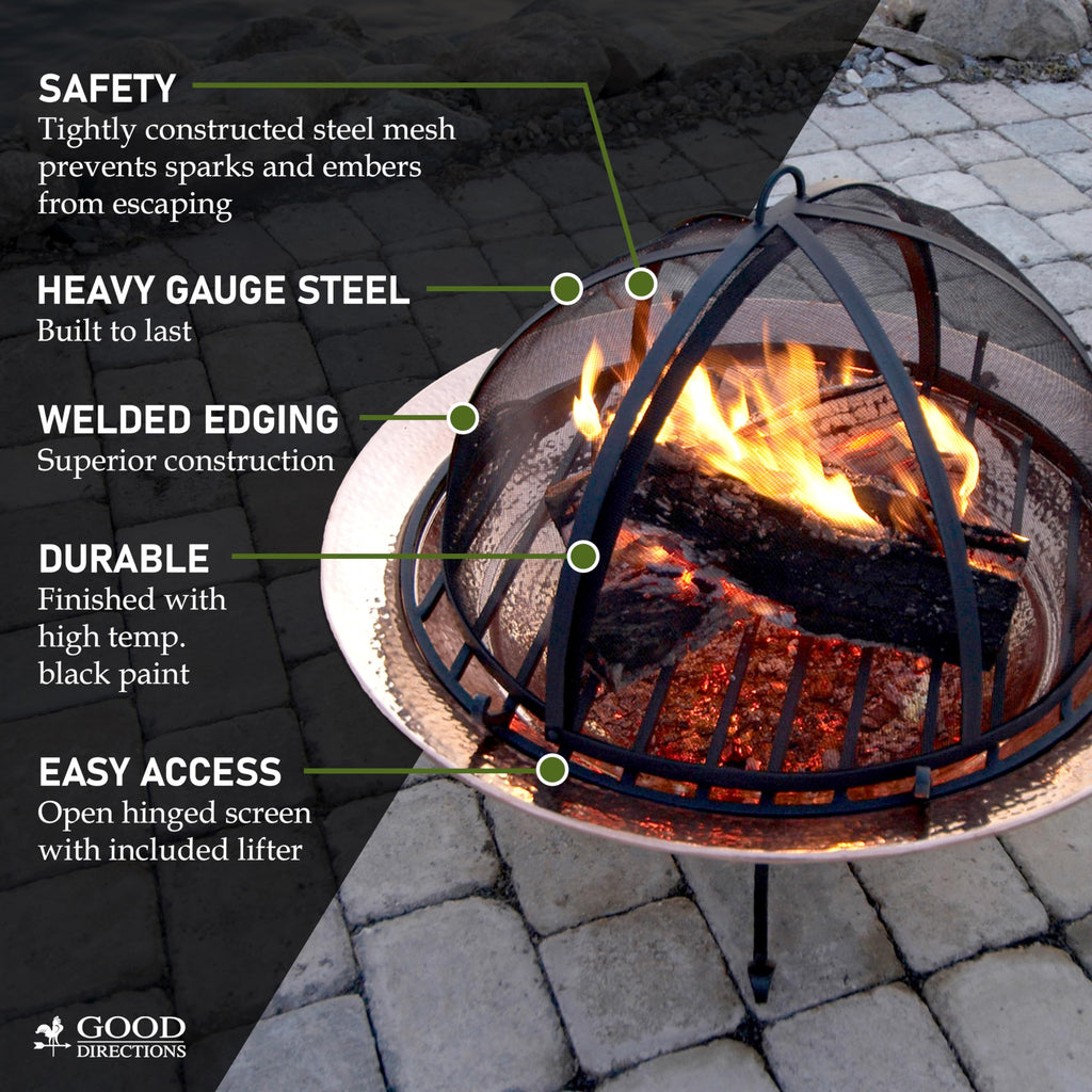 Fire Pit Spark Screen Hinged for Easy Access (29 inch)