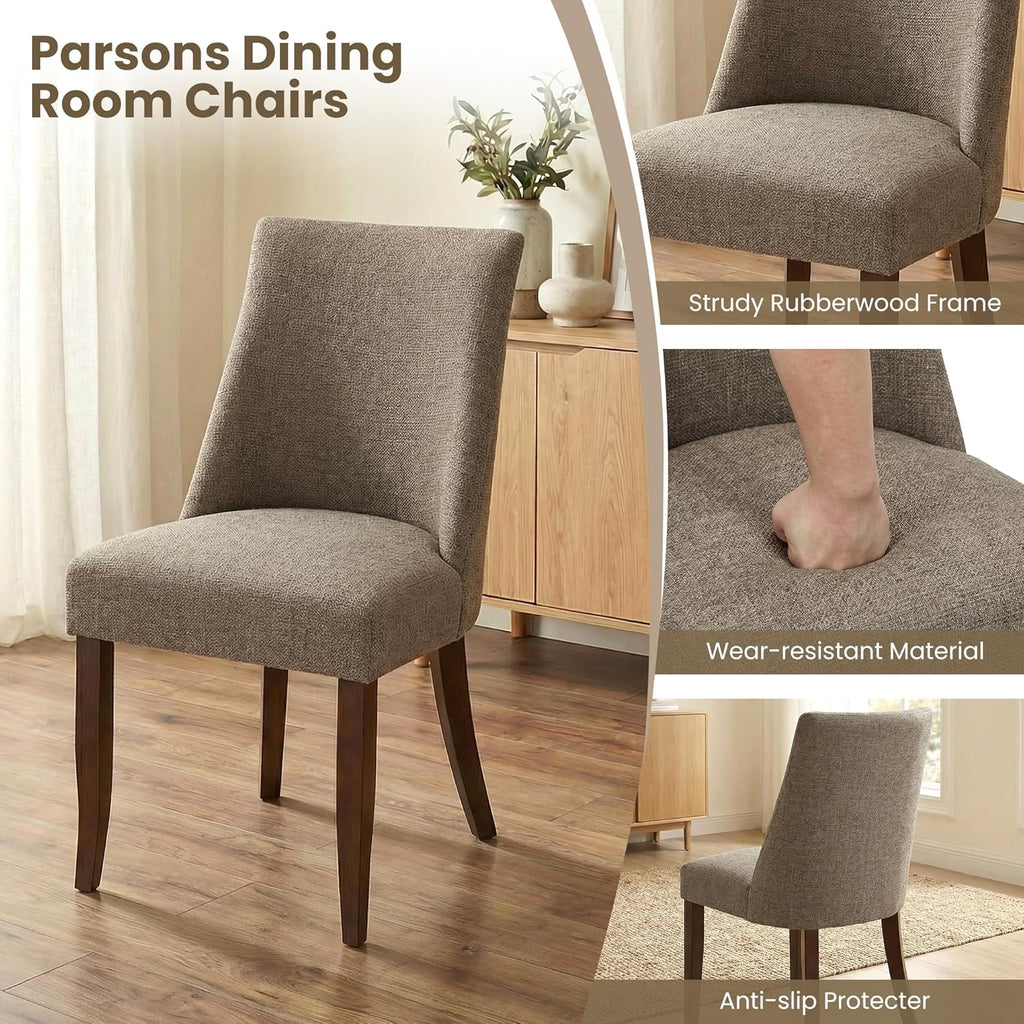 Wooden Dining Chairs Set of 4, Upholstered Farmhouse Fabric Dining Room Chair, Mid Century Kitchen Chair for