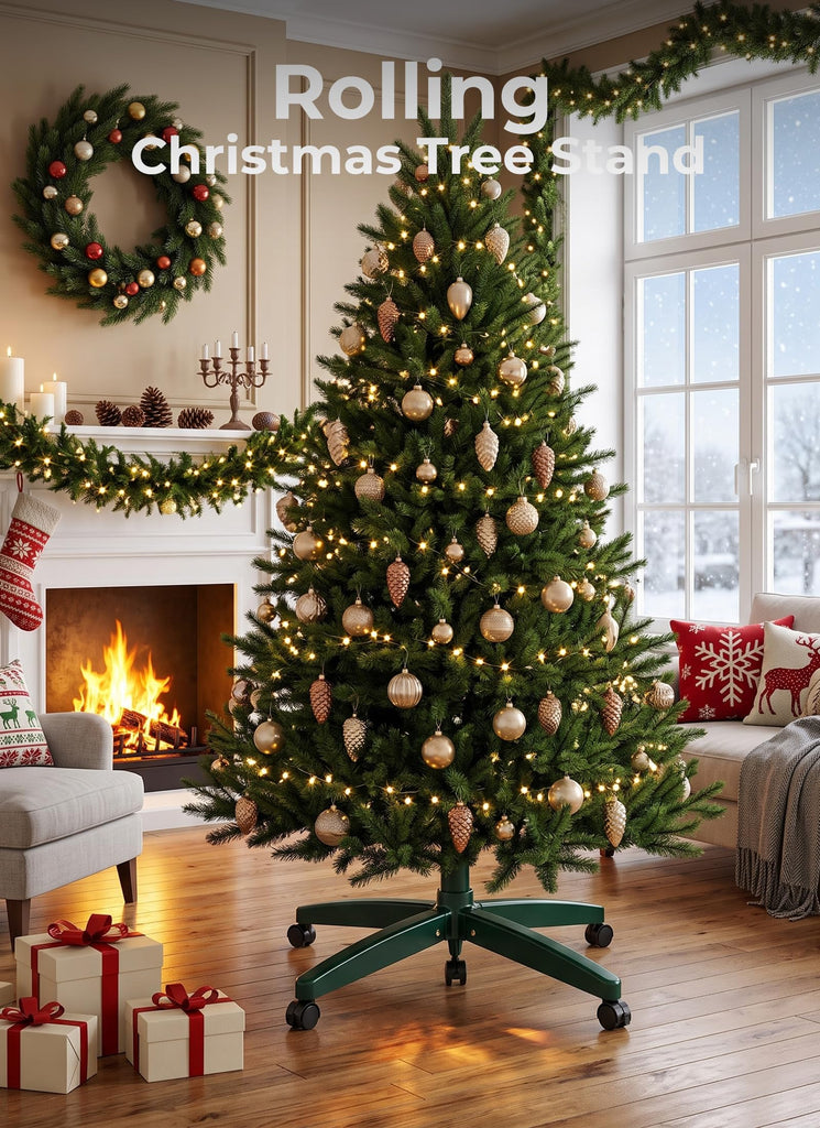 Rolling Christmas Tree Stand, Folding Base for Artificial Trees