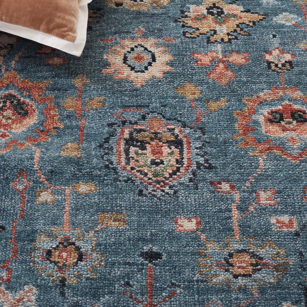 Samarkand 9' x 12' Blue / Red Hand-Knotted Traditional Oriental Premium Wool Area Rug