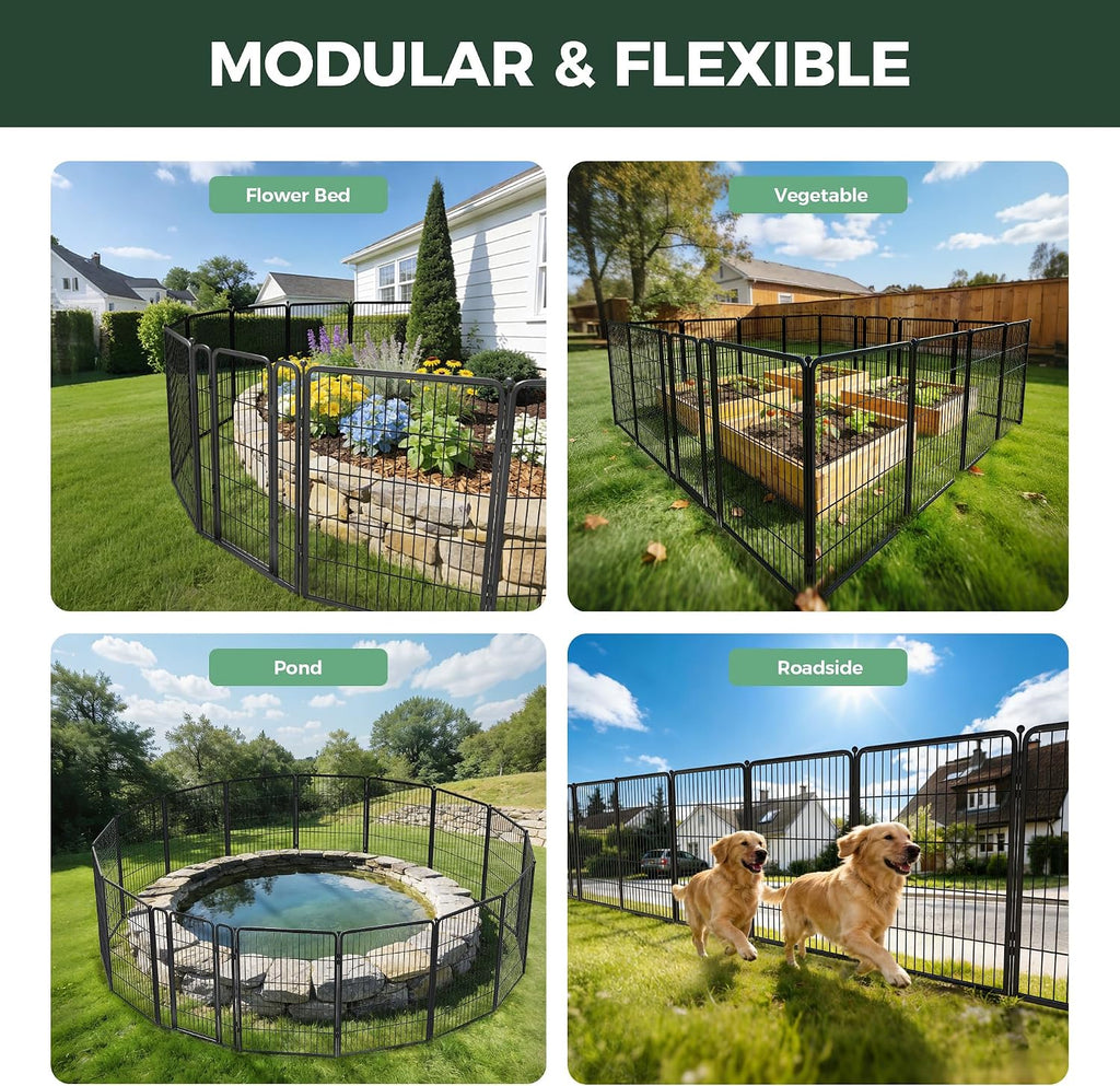 Garden Fence Outdoor for the Yard - 40in(H) x 18.2ft(L) Heavy Duty Metal Animal Barrier for Dog, No Dig Decorative