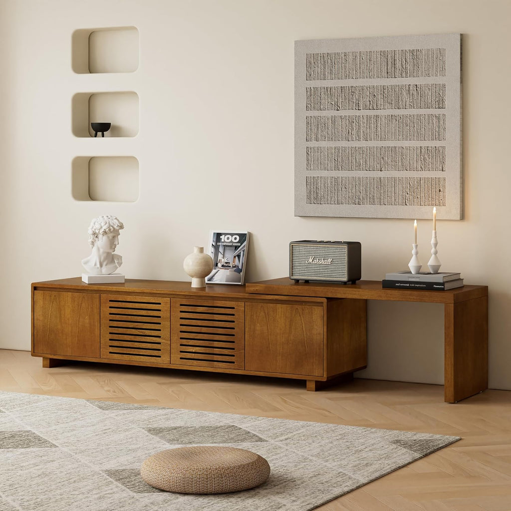 Mid Century Modern TV Stand,Extendable Entertainment Center for 65/70/75/80 Inch TV,Media Console for Living