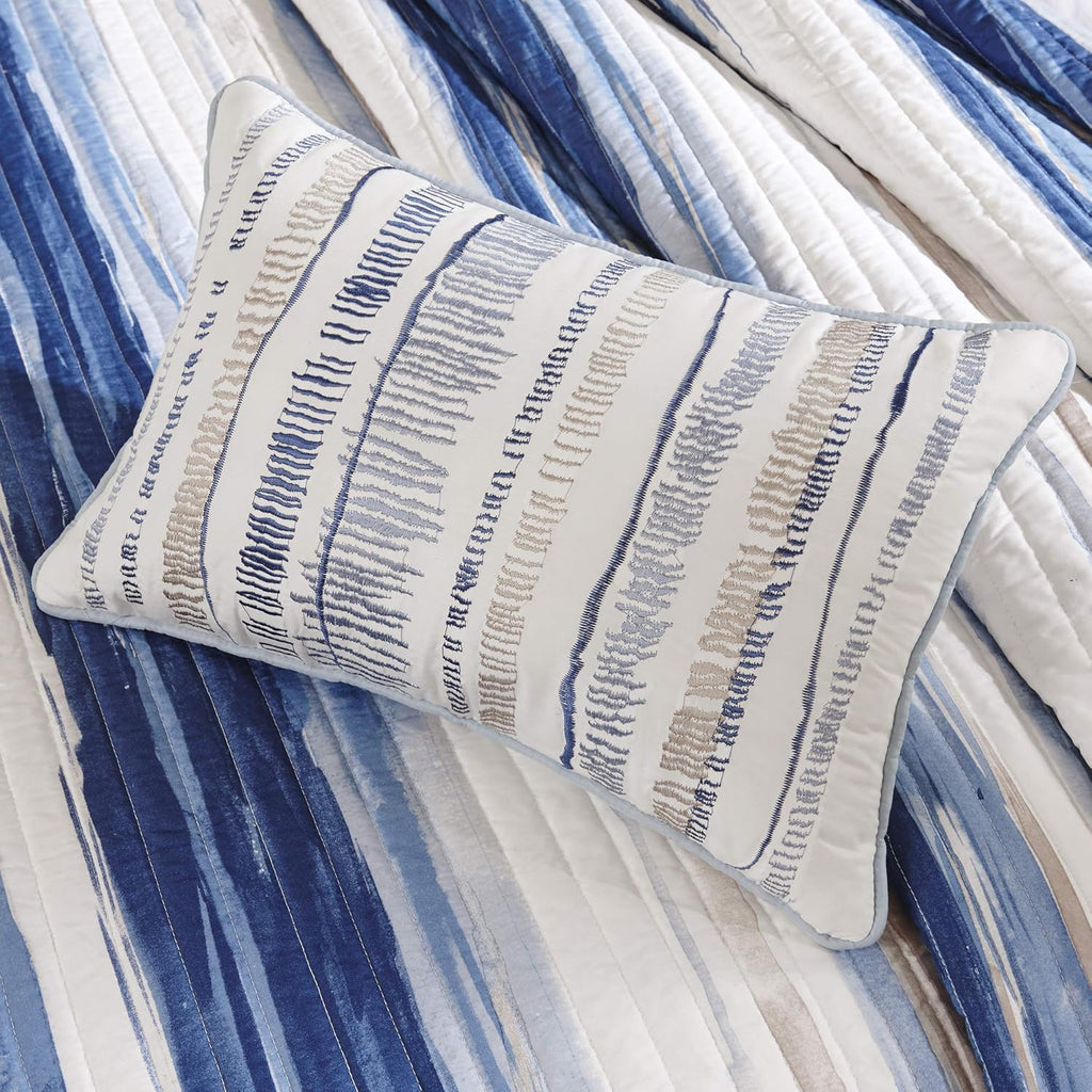 Quilt Set Cottage Coastal Design, 6 Piece Set - All Season, Coverlet Bedspread Lightweight Bedding Layer, Shams, Toss, Full/Queen Size