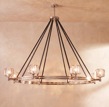 Inspired Demaret Style 60 Inch Round Crystal Chandelier Polished Nickel - Main Product View