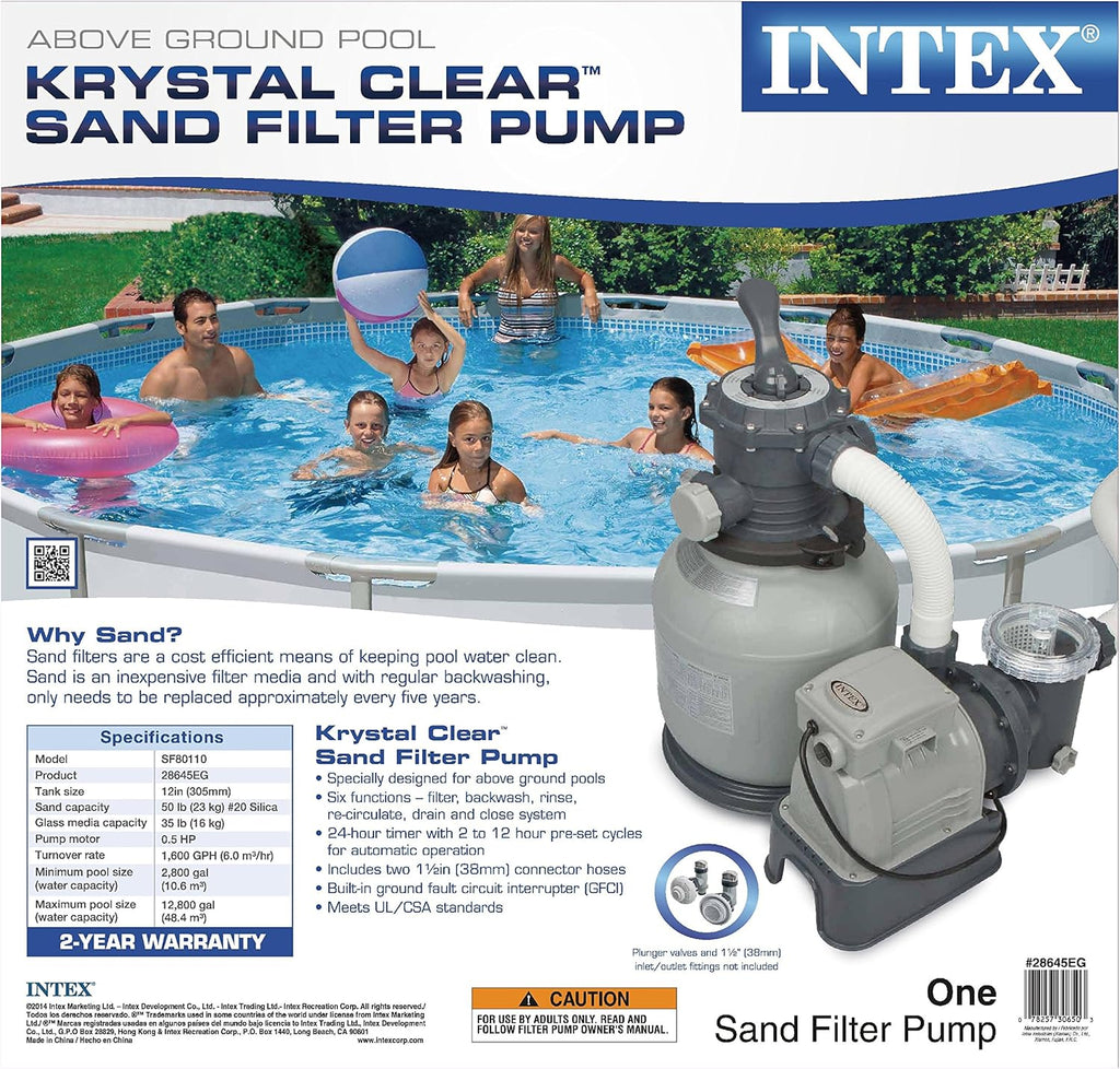 Krystal Clear Sand Filter Pump for Above Ground Pools, 12-inch, 110-120V with GFCI