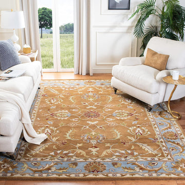 Heritage Area Rug - 9' x 12', Brown & Blue, Handmade Traditional Oriental Wool