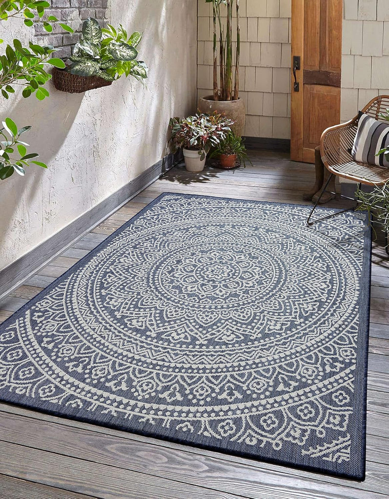Outdoor Indoor Area Rug, Weather Resistant, Easy to Clean, Stain Resistant Floor Mat for Dining Room