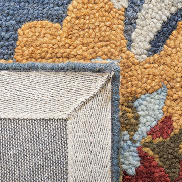 Area Rug 8x10 - Blossom - Large - Navy & Multi, Handmade Wool