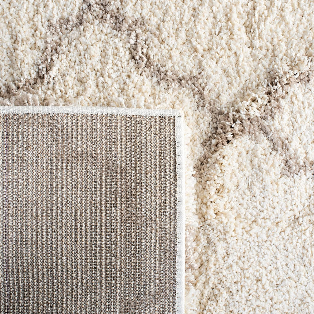 Area Rug 8x10 - Hudson Shag Collection - Large - Ivory & Beige, Trellis Pattern, Non-Shedding & Easy Cleaning, Ultra