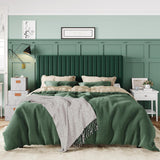 Queen Bed Frame, Velvet Upholstered Platform Bed with Adjustable Vertical Channel Tufted Headboard
