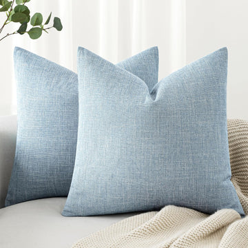 Pack of 2 Decorative Linen Burlap Textured Pillow Covers Farmhouse Boho Accent Pillowcases Spring Coastal Home Decor