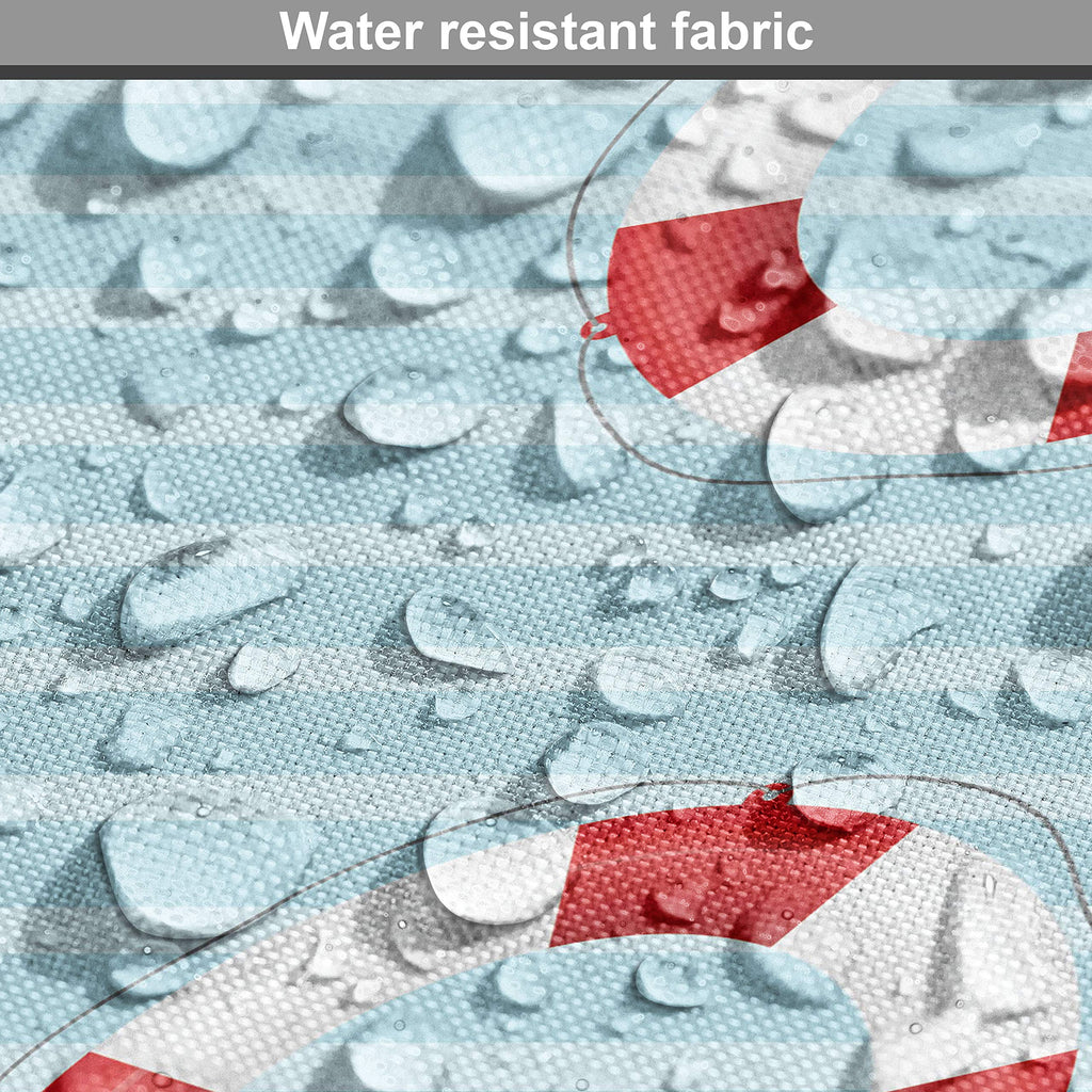 Coastal Fabric by The Yard, Nautical Sea Themed Composition with Pastel Colored Stripes Background, Decorative Fabric