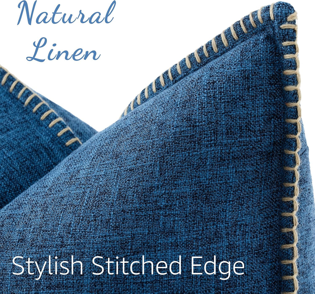 Patriotic Summer Decorative Throw Pillow Covers 12x20 Set of 2 Lumbar Faux Linen Outdoor Neutral Farmhouse Coastal